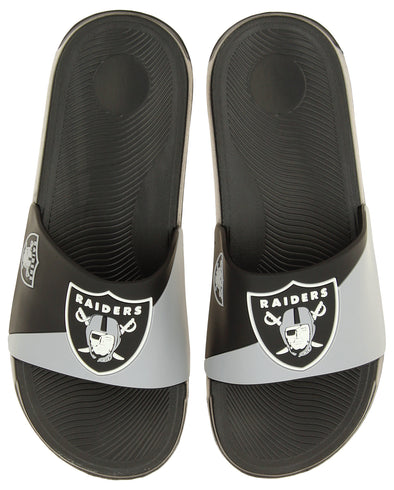 FOCO NFL Men's Las Vegas Raiders Cropped Big Logo Raised Slides