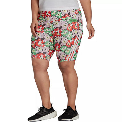Adidas Women's Marimekko Plus Size Shorts, White/Multicolor