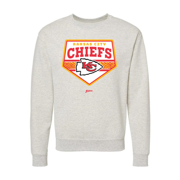 Zubaz NFL Kansas City Chiefs Unisex Adult Men's & Women's Pullover Fleece Crew Neck Sweatshirt, Z2C Chip Shot, Oatmeal Heather