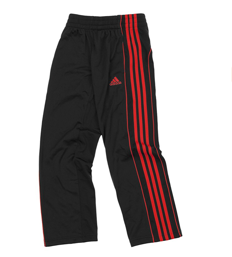 Adidas track pants red top and black