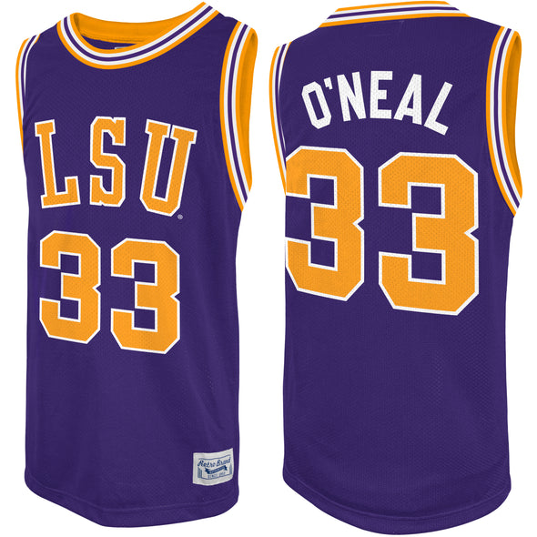 Original Retro Brand NCAA Men's LSU Tigers #33 Shaquille O'Neal Tackle Twill Jersey, Purple