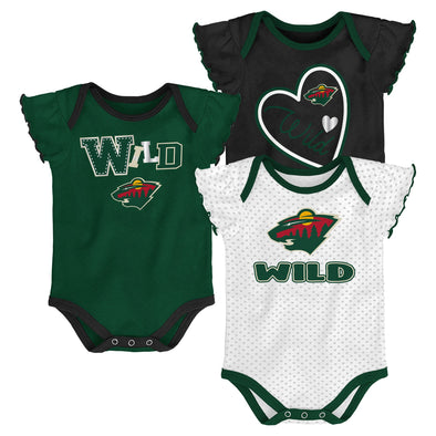 Outerstuff NHL Infant Girls Minnesota Wild 3-Pack Bodysuit Set