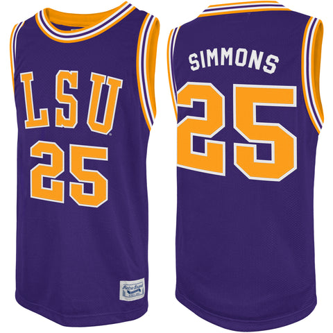 Original Retro Brand NCAA Men's LSU Tigers #25 Ben Simmons Tackle Twill Jersey, Purple