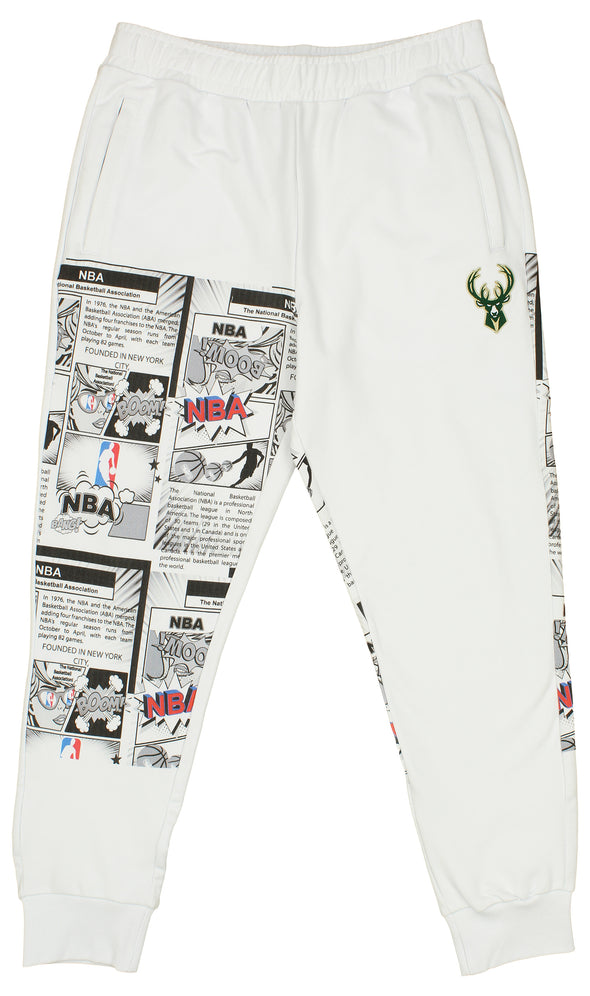 FISLL NBA Men's Milwaukee Bucks Comic Book Jogger, White