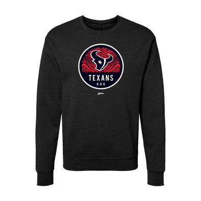 Zubaz NFL Houston Texans Unisex Adult Men's & Women's Pullover Fleece Crew Neck Sweatshirt, Z2C Dime Back, Black