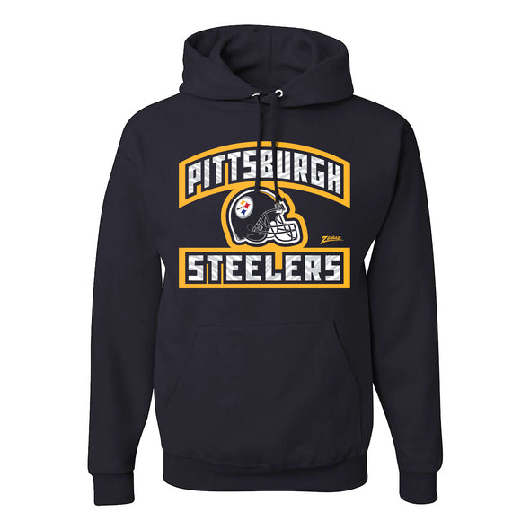 Zubaz NFL Pittsburgh Steelers Unisex Pullover Fleece Hoodie for Adult Men and Women, Z2T Helmet Outline, Black