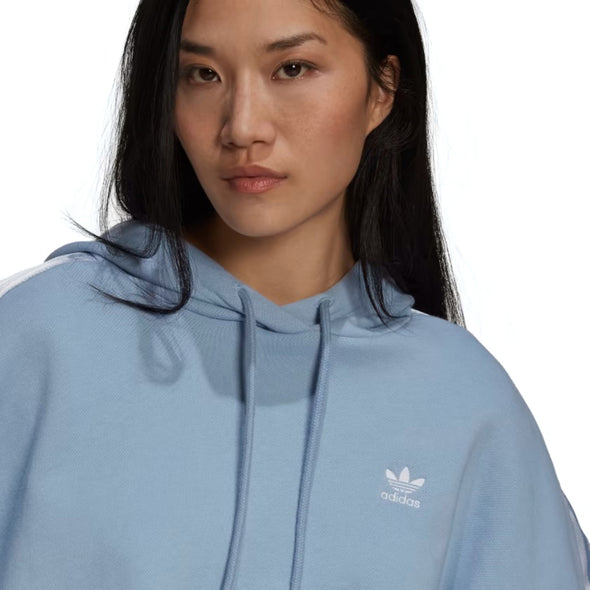 Adidas Women's Adicolor Classics Sating Tape Cropped Hoodie, Ambient Sky