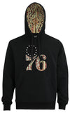 FISLL NBA Men's Philadelphia 76ers Moroccan Detail Hoodie, Black