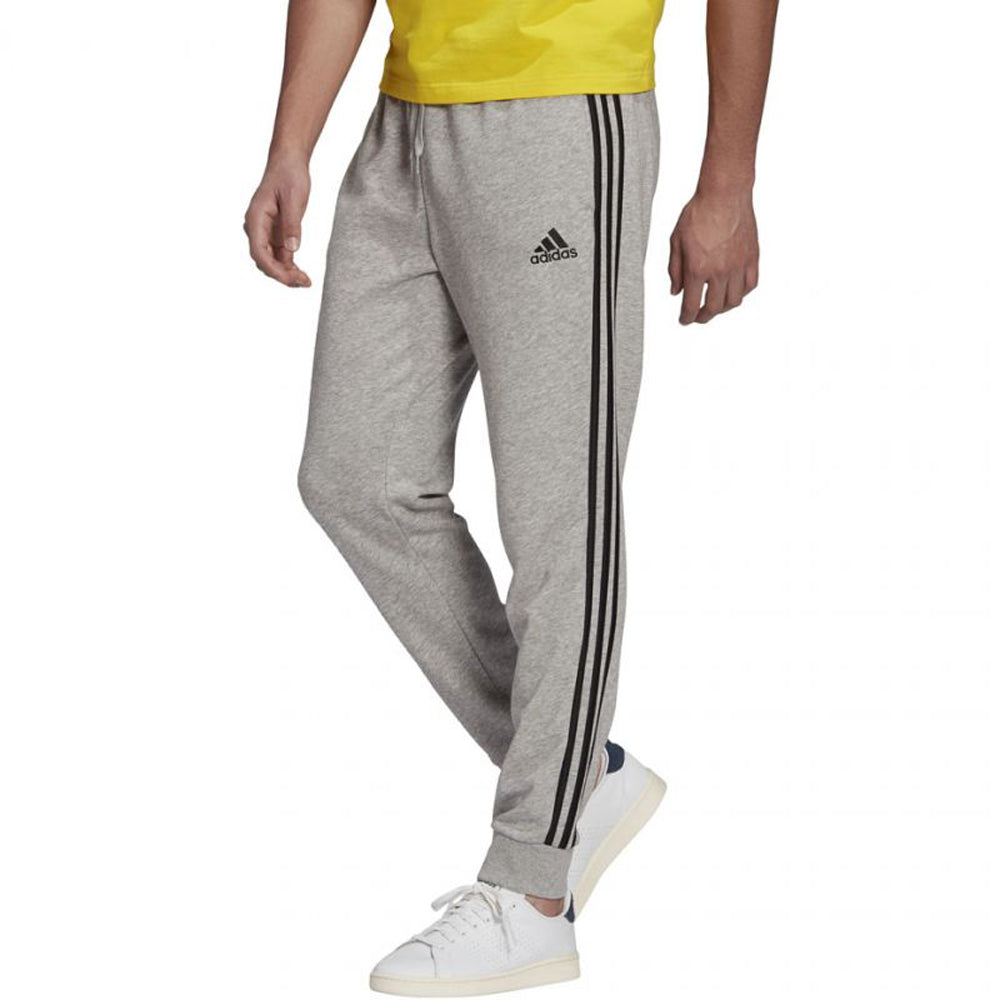 Adidas Men's Essential French Terry Tapered Cuff 3-Stripes Joggers