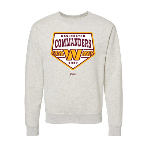 Zubaz NFL Washington Commanders Unisex Adult Men's & Women's Pullover Fleece Crew Neck Sweatshirt, Z2C Chip Shot, Oatmeal Heather