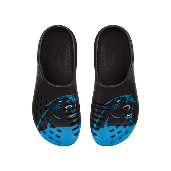 FOCO NFL Men's Carolina Panthers 2023 Colorblock Big Logo Clogs