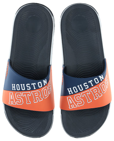 FOCO MLB Men's Houston Astros Cropped Big Logo Raised Slides