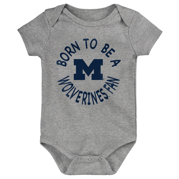 Outerstuff NCAA Infant Unisex Michigan Wolverines Born to Be 3-Pack Bodysuit Set