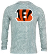 Zubaz NFL Men's Light Weight All Over Post Gray Tonal Hoodie, With Primary Logo, Cincinnati Bengals