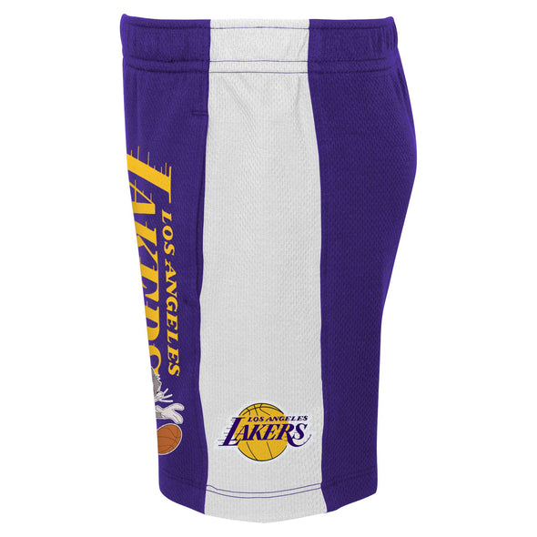 Outerstuff NBA Youth Boys Los Angeles Lakers Team Backboard Block Mesh Shorts