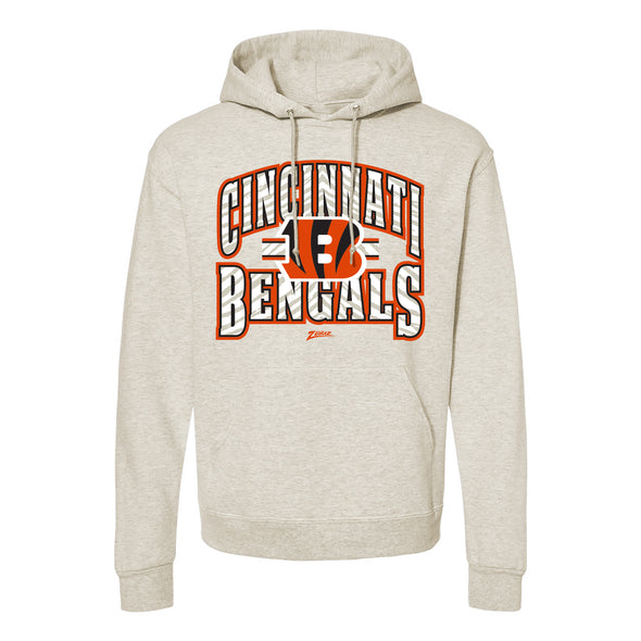 Zubaz NFL Cincinnati Bengals  Unisex Pullover Fleece Hoodie for Adult Men and Women, Z2T Kickoff, Oatmeal Heather