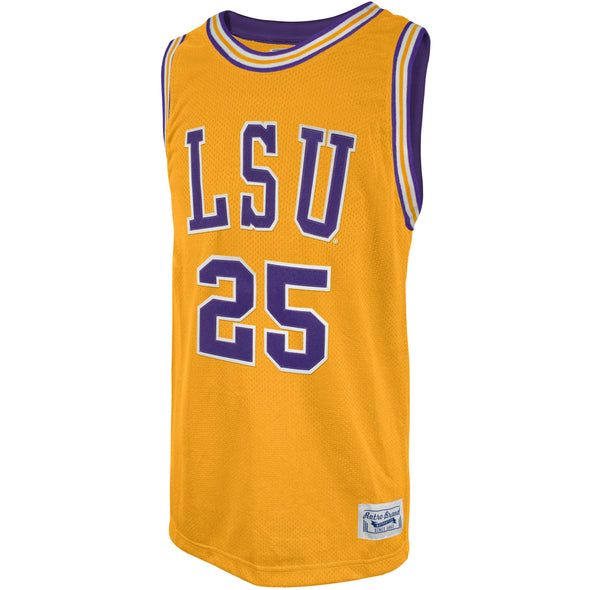 Original Retro Brand NCAA Men's LSU Tigers #25 Ben Simmons Gold Tackle Twill Jersey, Gold