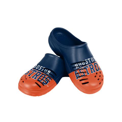 FOCO MLB Men's Houston Astros 2023 Colorblock Big Logo Clogs