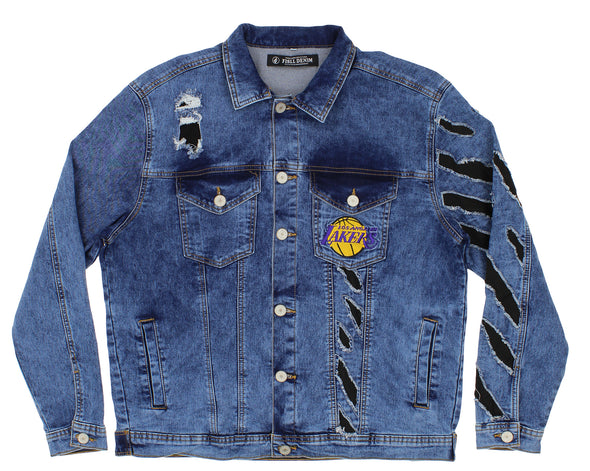 FISLL NBA Men's Los Angeles Lakers Ice Denim With Animal Print Claw Marks