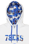 FISLL NBA Men's Philadelphia 76ers Graphic Stripe Hoodie, White