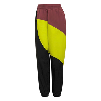 Adidas Women's Adicolor Colorblock Track Pants, Black/Shock Slime/Burgundy