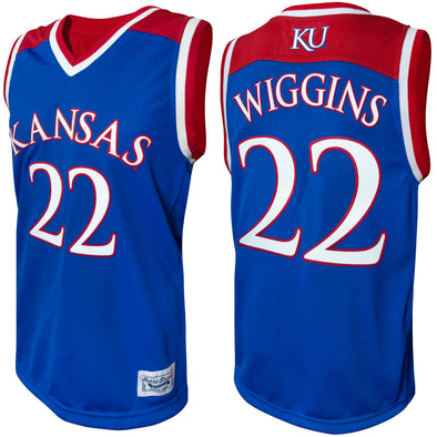 Original Retro Brand NCAA Men's Kansas Jayhawks #22 Andrew Wiggins Tackle Twill Jersey