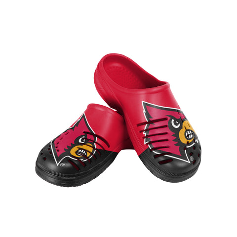 FOCO NCAA Men's Louisville Cardinals 2023 Colorblock Big Logo Clogs