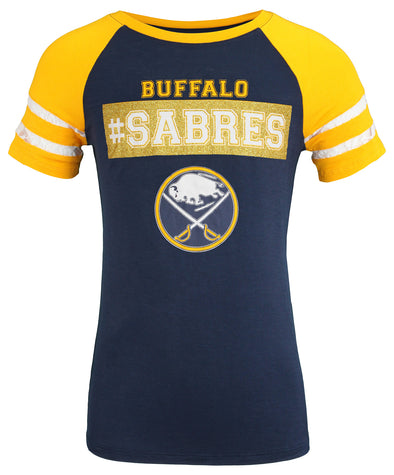 Outerstuff NHL Youth Girls Buffalo Sabres Jersey Striped Logo T-Shirt