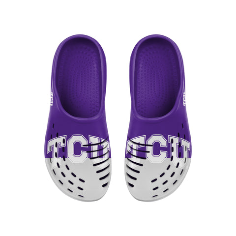FOCO NCAA Men's TCU Horned Frogs 2023 Colorblock Big Logo Clogs