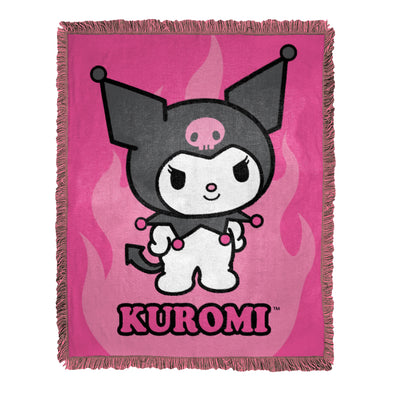 Northwest  Sanrio - Kuromi Bad Kuromi Woven Jacquard Throw Blanket, 46"x60"