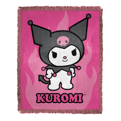 Northwest  Sanrio - Kuromi Bad Kuromi Woven Jacquard Throw Blanket, 46"x60"