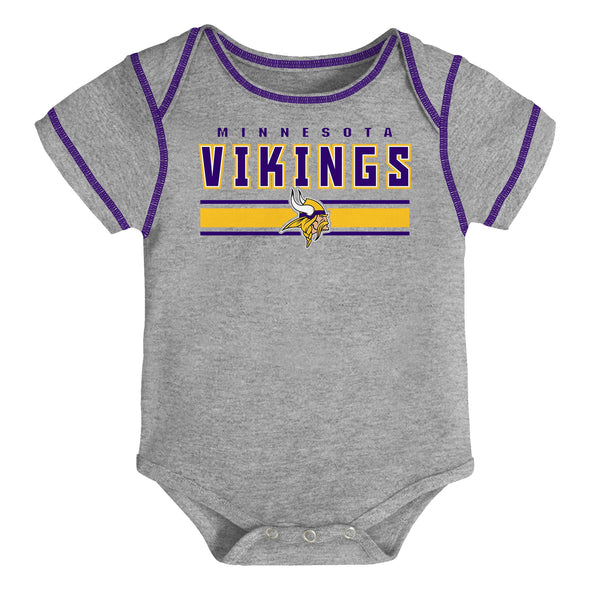 Outerstuff NFL Infant Minnesota Vikings 3-Pack Short Sleeve Bodysuit