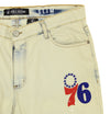 FISLL NBA Men's Philadelphia 76ers Distressed Denim Jeans, Tan