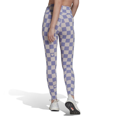 Adidas Sportswear Women's Checkered Leggings, Ice Purple