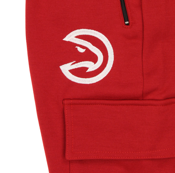 FISLL NBA Men's Atlanta Hawks Cargo Jogger Pants, Red