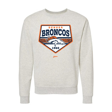 Zubaz NFL Denver Broncos Unisex Adult Men's & Women's Pullover Fleece Crew Neck Sweatshirt, Z2C Chip Shot, Oatmeal Heather