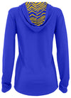 Zubaz NFL Women's Light Weight Team Color Hoodie 2 Tone Zebra Liner, Retro 3 Point Logo, LA Rams