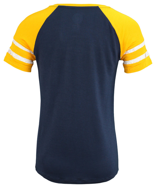 Outerstuff NHL Youth Girls Buffalo Sabres Jersey Striped Logo T-Shirt