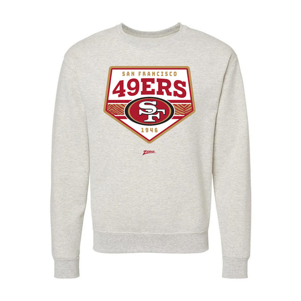 Zubaz NFL San Francisco 49Ers Unisex Adult Men's & Women's Pullover Fleece Crew Neck Sweatshirt, Z2C Chip Shot, Oatmeal Heather