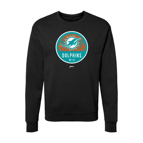 Zubaz NFL Miami Dolphins Unisex Adult Men's & Women's Pullover Fleece Crew Neck Sweatshirt, Z2C Dime Back, Black