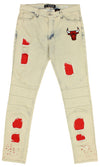 FISLL NBA Men's Chicago Bulls Distressed Denim Jeans