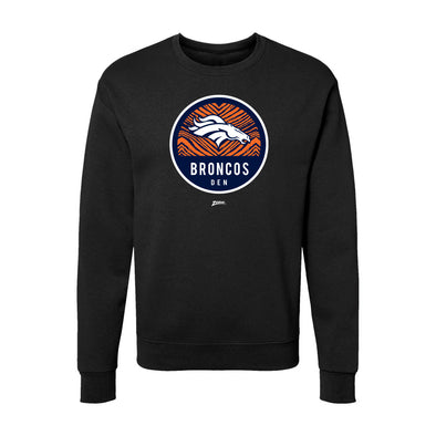 Zubaz NFL Denver Broncos Unisex Adult Men's & Women's Pullover Fleece Crew Neck Sweatshirt, Z2C Dime Back, Black