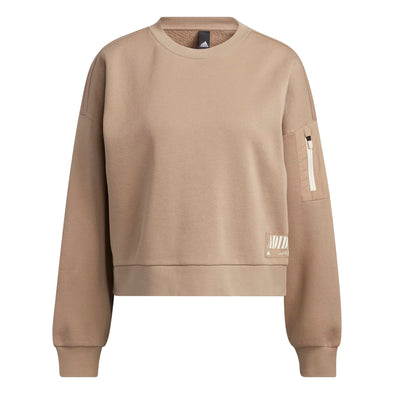Adidas Women's Lite Novelty Crew Sweatshirt, Chalky Brown
