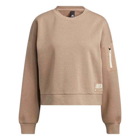 Adidas Women's Lite Novelty Crew Sweatshirt, Chalky Brown