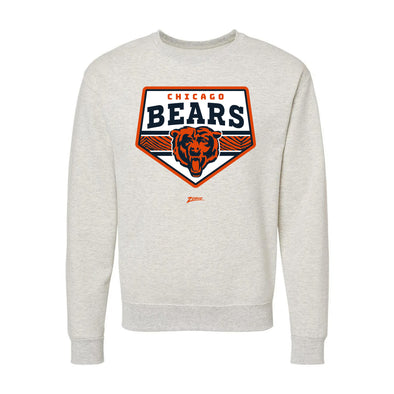 Zubaz NFL Chicago Bears Unisex Adult Men's & Women's Pullover Fleece Crew Neck Sweatshirt, Z2C Chip Shot, Oatmeal Heather