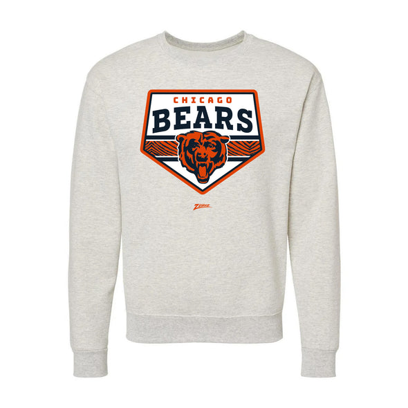 Zubaz NFL Chicago Bears Unisex Adult Men's & Women's Pullover Fleece Crew Neck Sweatshirt, Z2C Chip Shot, Oatmeal Heather