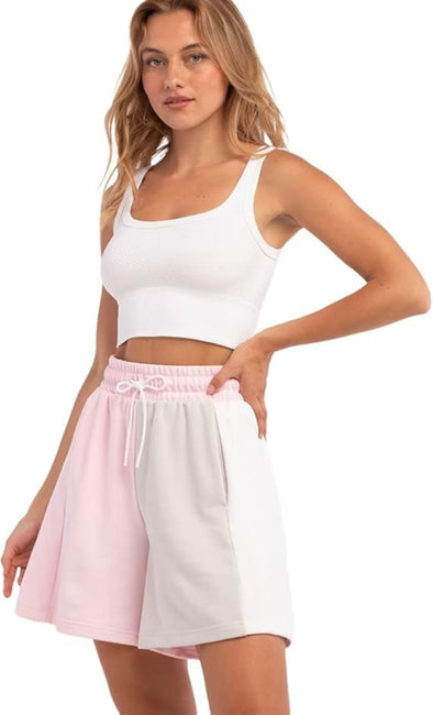 Adidas Women's Originals Colorblock Shorts, Clear Pink