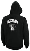 FISLL NBA Men's Brooklyn Nets Print Applique Striped Hoodie Oversized, Black