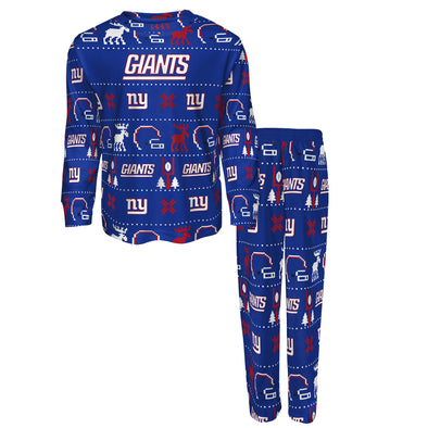 Outerstuff NFL Kids New York Giants Winter Pajamas All-Over-Print Set (4-7)