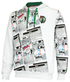 FISLL NBA Men's Boston Celtics Comic Book Newspaper Print Hoodie, White